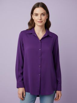 Qurvii - Purple Silk Blend Shirt