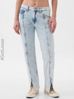 GAP - Women's Mid-Rise Relaxed Fit Slit Jeans