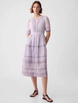 GAP - Women's Purple Solid Midi Dress