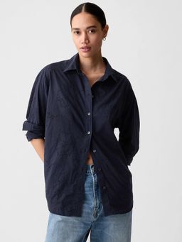 GAP - Navy Blue Women's Cut-Work Spread Collar Shirt