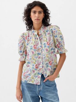 GAP - Multi-Colour Women's Floral High-Neck Collar Shirt
