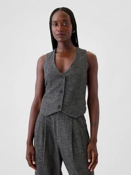 GAP - Women's Regular V-Neck Textured Waistcoat