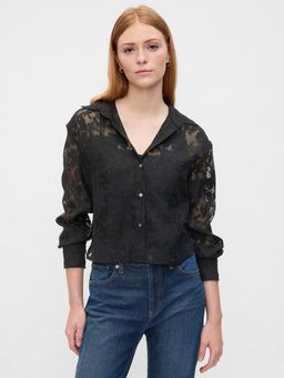 GAP - Black Women's Relaxed Spread Neck Shirt