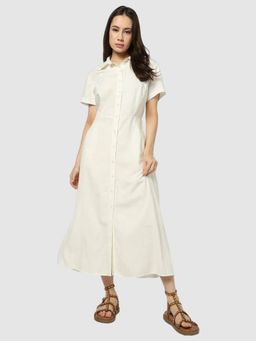 GAP - Women's Off White Solid Shirt Maxi Dress