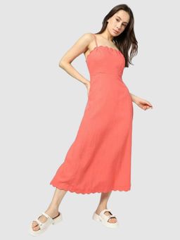 GAP - Women's Coral Solid Midi Dress