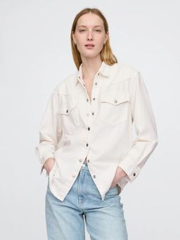 GAP - White Women's Relaxed Fit Spread Collar Shirt