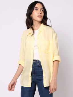 GAP - Yellow Women's Relaxed Fit Spread Collar Shirt