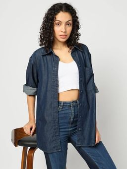 GAP - Blue Women's Denim Spread Collar Shirt