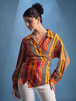 Uptownie - Multi-Colour Cotton Wrap Shirt
