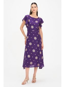 Virgio - Purple Viscose Midi Dress