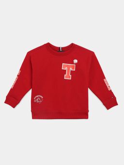 Tommy Hilfiger - Boys Red Regular Fit Cotton Sweatshirt