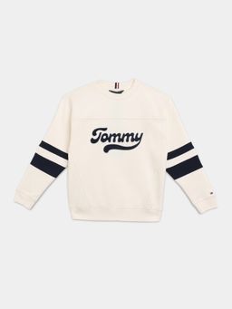 Tommy Hilfiger - Boys Off White Relaxed Fit Cotton Sweatshirt