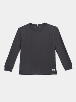 Tommy Hilfiger - Boys Grey Texture Relaxed Fit Cotton T-Shirt