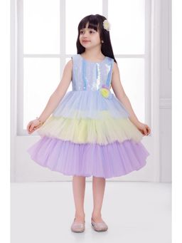 Mini Stitch - Blue Sequence Body Flare Party Frock
