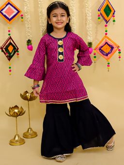 Junitos - Paisley Printed Gota Lace Kurta with Sharara