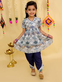 Junitos - Multi-Color Printed Gota Lace Kurta with Dhoti