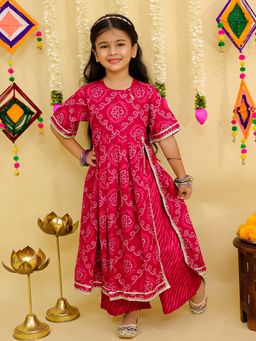 Junitos - Pink Bandani Printed Kurta with Palazzo