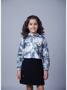 Mini Stitch - Black Cotton Block Printed Dress