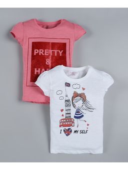 PLUM TREE - Pretty and Happy Print T-Shirt (Pack Of 2)