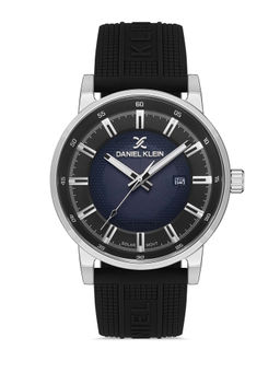 Daniel Klein - Gunblack Grey White Color Silicone Strap Watch for Men DK.1.13198-2