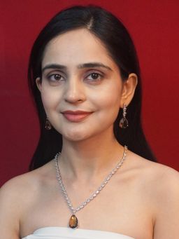 Niscka - Water Drop Brown and White American Diamond Necklace and Earrings