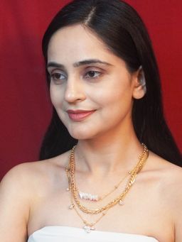 Niscka - 24K Gold-Plated Multi-Layered Pearl Chain Necklace