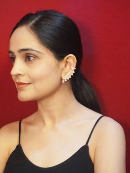 Niscka - 24K Gold-Plated White American Diamond Ear Cuff