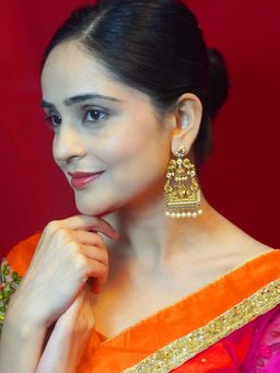 Niscka - 24K Gold-Plated Radha-Krishna Traditional Cz Earrings