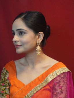 Niscka - 24K Gold-Plated Floral Design Triple Jhumki Earrings