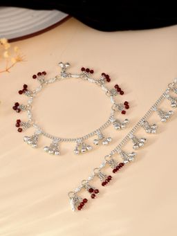 Silvermerc Designs - Women Red Brass Pearl Anklet