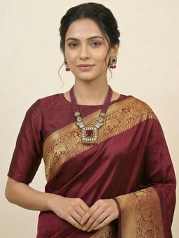 Odette - Women Maroon Alloy Stones Jewellery Set