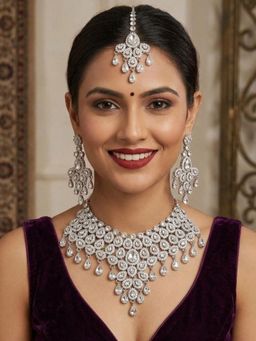 NUI - Women White Alloy Stones Jewellery Set