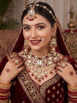 NUI - Women Maroon Alloy Stones Jewellery Set