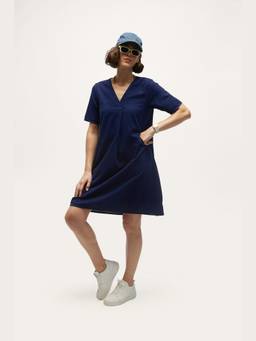 TERRA LUNA - Grace Blue Khadi Aline Mini Dress