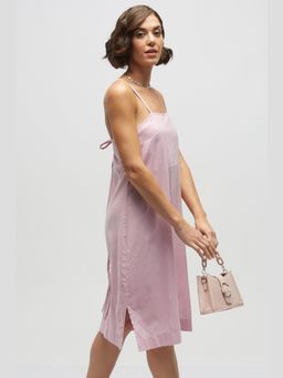 TERRA LUNA - Madone Pink Khadi A Line Knee Length Dress