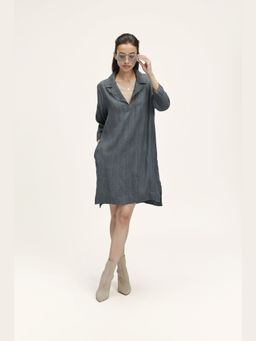 TERRA LUNA - Larissa Charcoal Silk A-Line Mini Dress