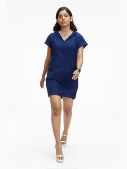 TERRA LUNA - Omnia Blue Khadi A Line Mini Dress