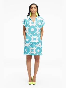 TERRA LUNA - Omnia Blue Khadi Printed Aline Mini Dress