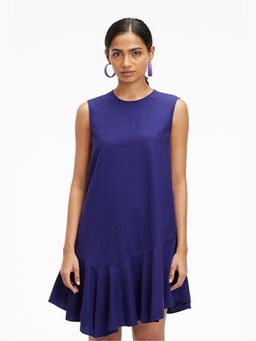 TERRA LUNA - Liv Blue Khadi A Line Mini Dress
