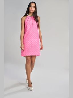 TERRA LUNA - Saba Pink Khadi Printed A Line Midi Dress