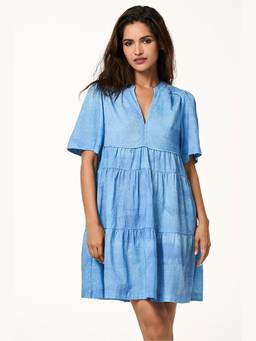 TERRA LUNA - Bree Blue Solid A Line Mini Dress