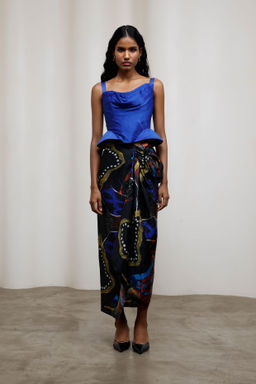 Advait - Ruri Blue Top with Skirt