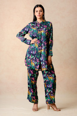 THETAA - Stone Embellished Navy Blue Co-Ord Set