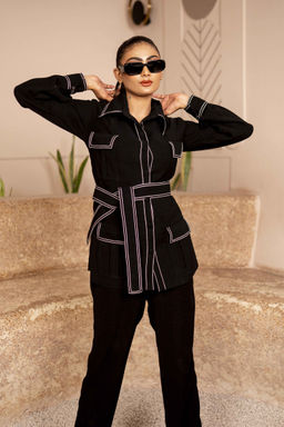 Sainy Garg Couture - Monochrome Magic Black Co-Ord Set