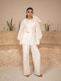 Sainy Garg Couture - Floral Serenade Ivory Co-Ord Set