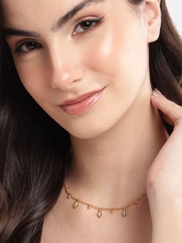 Carlton London - 18Kt Gold Plated CZ Drop Necklace