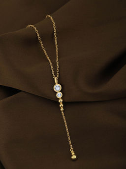 Carlton London - 18Kt Gold Plated CZ Lariat Pendant with Chain Necklace