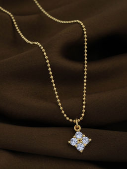 Carlton London - 18Kt Gold Plated CZ Square Pendant with Chain Necklace