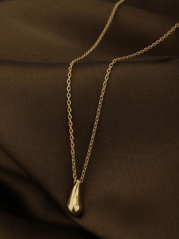 Carlton London - 18Kt Gold Plated Contemporary Drop Pendant with Chain Necklace