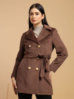 Gipsy - Brown Gipsy Woman Stylish and Cozy Winter Coat with Belt (Set of 2)